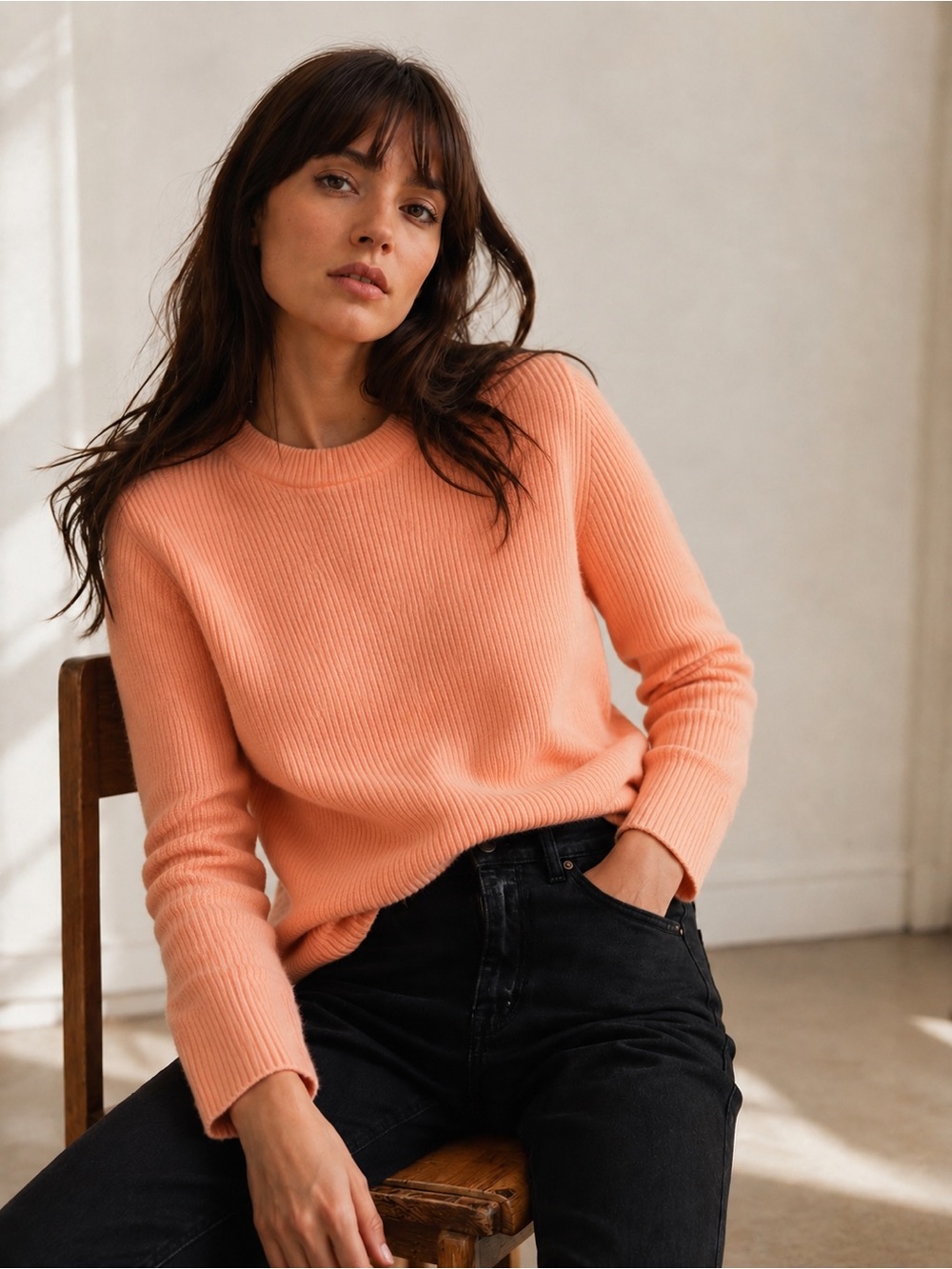 Proenza Schouler Rib Knit Cashmere Blend Sweater – Peach | XS